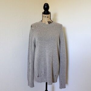 NWT Diesel K-Verdenew Distressed Crewneck Pullover Sweater Silver/Mink - Men's L